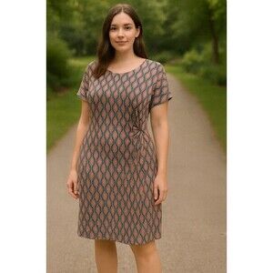 Robbie Bee‎ Dress Signature Pink/Grey/White Sleeveless Tie Sz 2XL Office Party